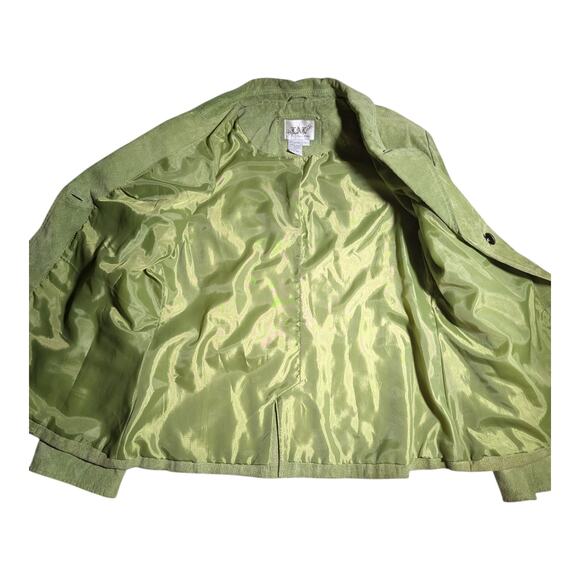 Vtg Y2K Live a Little Pale Green Genuine Suede Single Button Collared Jacket L - Picture 3 of 4